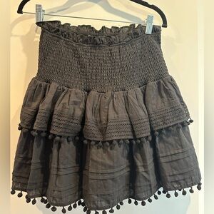 House of Harlow 1960 Smocked Tiered Pom Pom Skirt